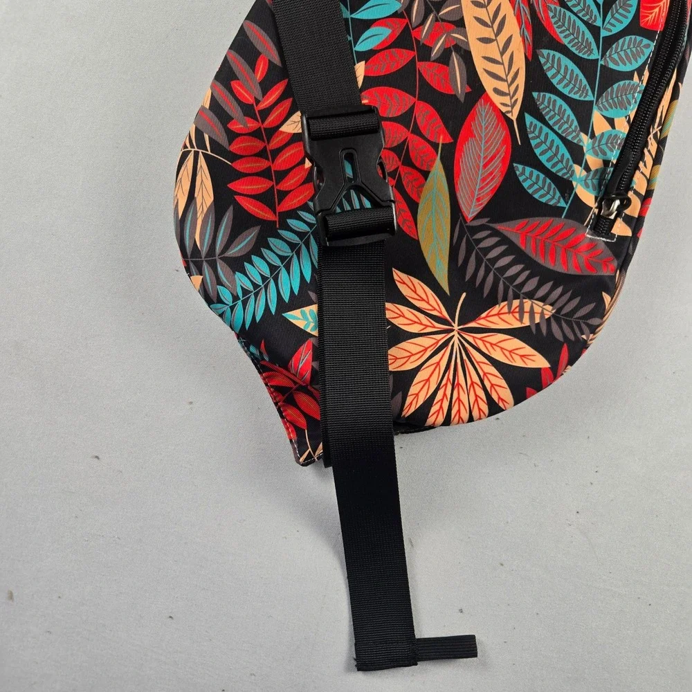 Tropical Floral Crossbody Backpack with Multi- Pockets Sling Bag Travel Boho